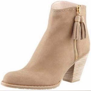 Stuart Weitzman Cream Colored Suede Ankle Boots